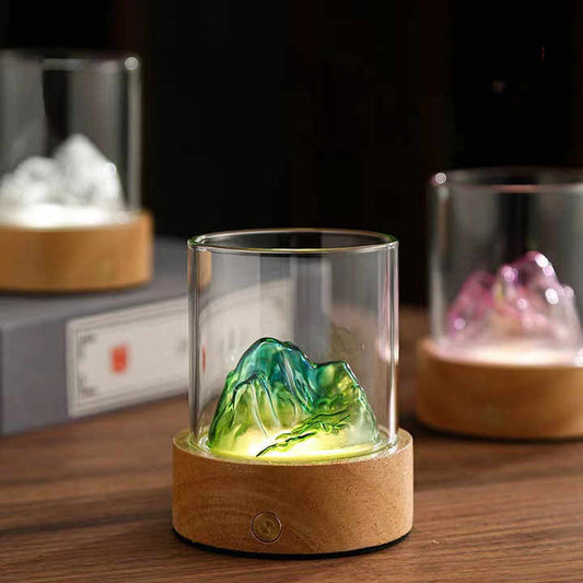 Blue-green Glass Mountain Ambient Night Light - USB Rechargeable Touch Control Bedside Lamp - Adjustable V888-ELOSUNG13573