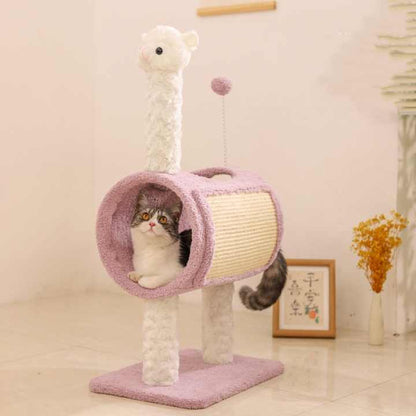 Yellow Chicken-Theme Cat Tree with Tunnel - Multi-Functional Cat Scratching Post and Playhouse V888-ELOSUNG13622