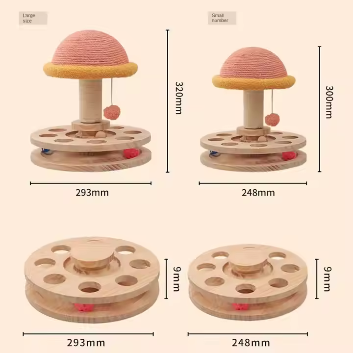Large Pink Interactive Cat Scratching Post with Ball Track - Fun Mushroom-Shaped Cat Toy for Play, V888-ELOSUNG13625