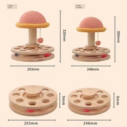 Large Pink Interactive Cat Scratching Post with Ball Track - Fun Mushroom-Shaped Cat Toy for Play, V888-ELOSUNG13625