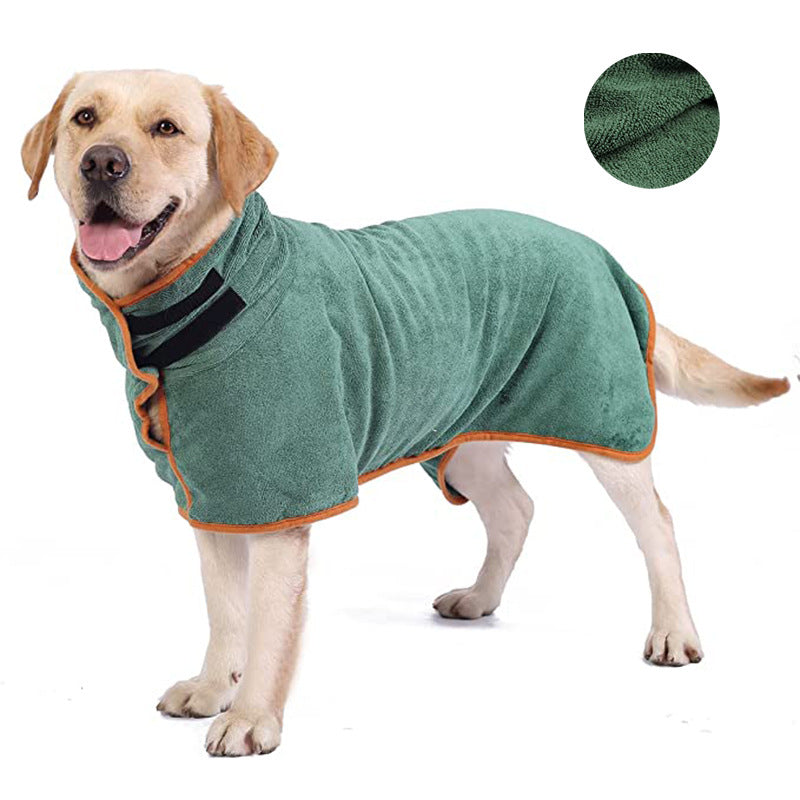 S Green Pet Dog Quick-Dry Bathrobe - Absorbent Towel Robe for Medium and Large Dogs V888-ELOSUNG13642