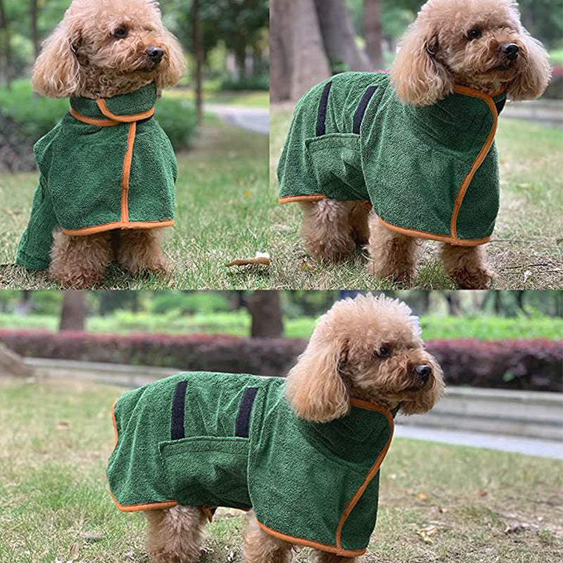 S Green Pet Dog Quick-Dry Bathrobe - Absorbent Towel Robe for Medium and Large Dogs V888-ELOSUNG13642