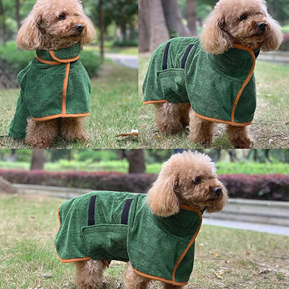 S Green Pet Dog Quick-Dry Bathrobe - Absorbent Towel Robe for Medium and Large Dogs V888-ELOSUNG13642