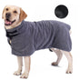 L Grey Pet Dog Quick-Dry Bathrobe - Absorbent Towel Robe for Medium and Large Dogs V888-ELOSUNG13647