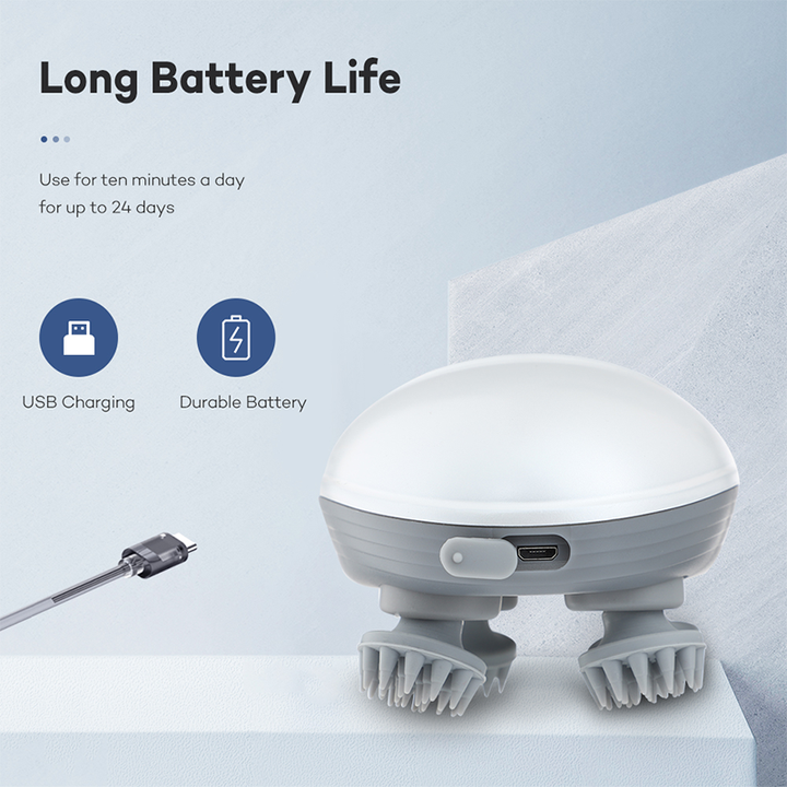 Green Mini Electric Head Massager - Portable 3D Massage Device, Waterproof, Multifunctional Relaxation & Pet V888-ELOSUNG13674