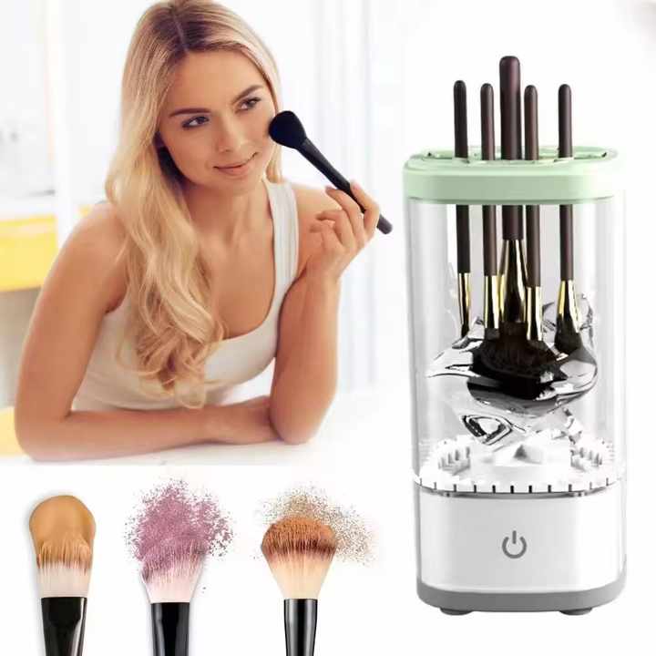 White Electric Makeup Brush Cleaner and Dryer - USB Automatic Household Cleaning Device with UV Sterilization V888-ELOSUNG13694