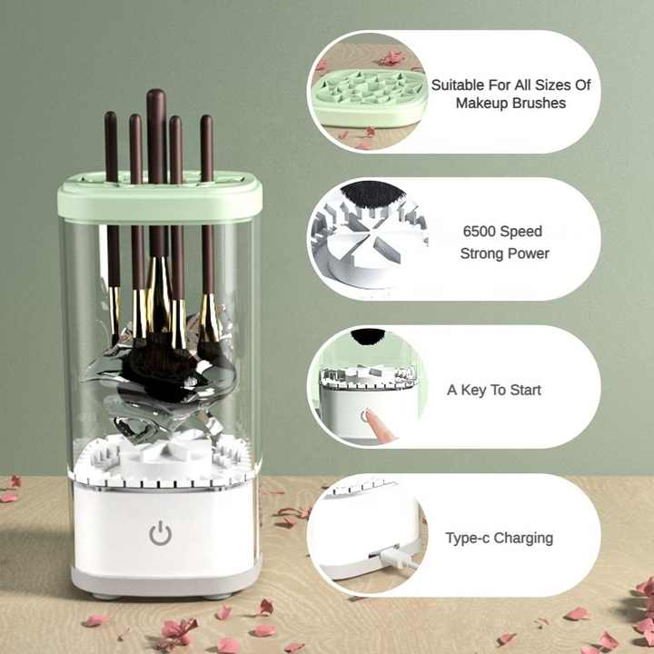 White Electric Makeup Brush Cleaner and Dryer - USB Automatic Household Cleaning Device with UV Sterilization V888-ELOSUNG13694