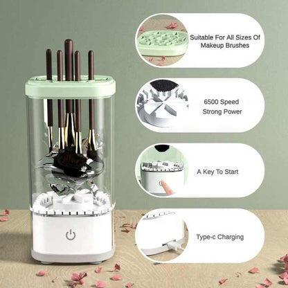White Electric Makeup Brush Cleaner and Dryer - USB Automatic Household Cleaning Device with UV Sterilization V888-ELOSUNG13694