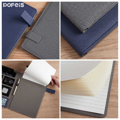Black A4 Leather Multi-Functional Business Document Folder with Card Slots - Contract File Organizer V888-ELOSUNG13745