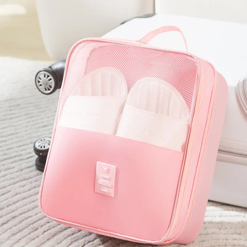 2 Pcs Pink Waterproof Foldable Travel Shoe Storage Bag, Three-Layer Design Shoe Organizer, Portable Shoe V888-ELOSUNG13769