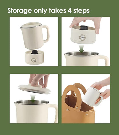 White Portable Foldable Travel Electric Kettle - 304 Stainless Steel Electric Water Boiler V888-ELOSUNG13807