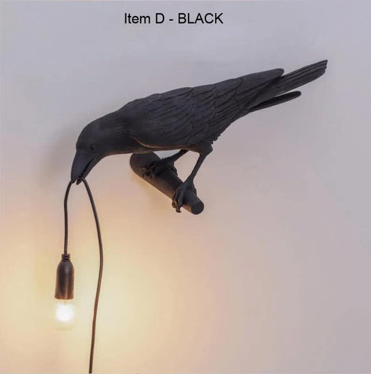 Black Bird Right Wall Lamp Nordic Resin Bird Wall Lamp - Creative Animal Bedside Decorative USB Night Light, V888-ELOSUNG13809