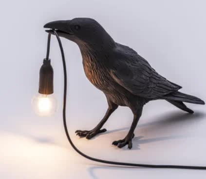 Black Bird Standing Shape Nordic Resin Bird Wall Lamp - Creative Animal Bedside Decorative USB Night Light, V888-ELOSUNG13811