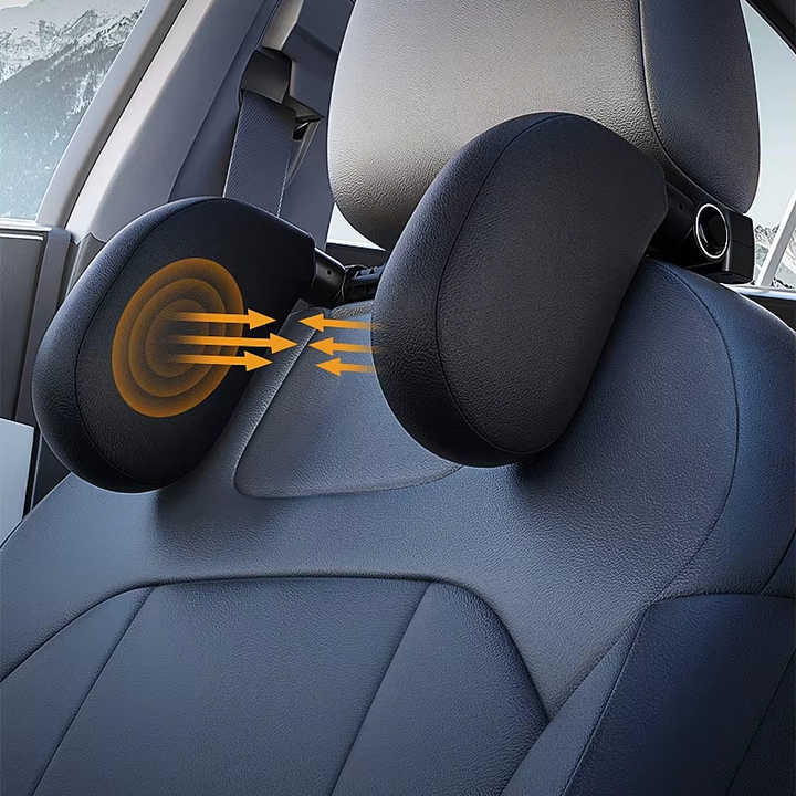 Black Adjustable 3D Memory Foam Car Seat Headrest with Side Support, Universal Neck Pillow for Travel Comfort V888-ELOSUNG13819