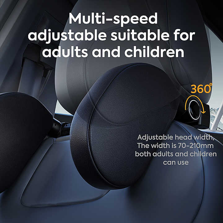 Black Adjustable 3D Memory Foam Car Seat Headrest with Side Support, Universal Neck Pillow for Travel Comfort V888-ELOSUNG13819