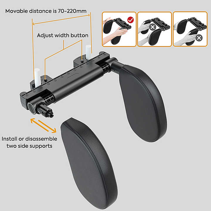 Black Adjustable 3D Memory Foam Car Seat Headrest with Side Support, Universal Neck Pillow for Travel Comfort V888-ELOSUNG13819