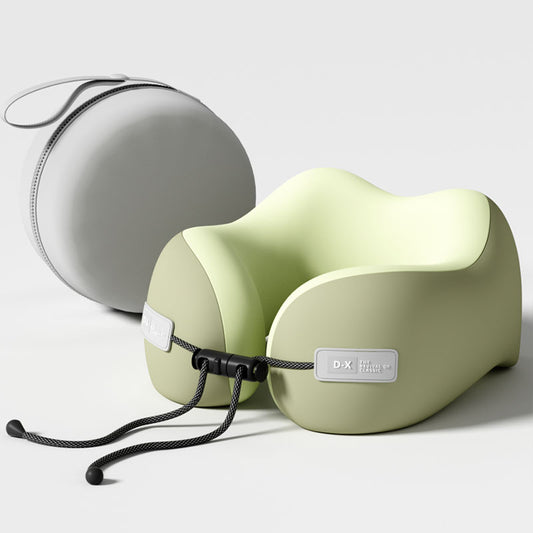 Green Portable U-Shaped Memory Foam Travel Pillow - Ergonomic Neck Support for Airplane, Car, Office - V888-ELOSUNG13827