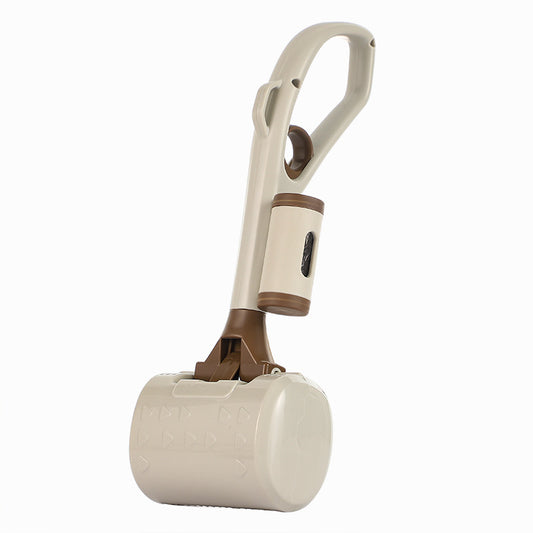 Beige Portable Dog Poop Scooper with Large 9.5cm Opening, Ergonomic Handle, Lightweight 320g Pet Waste Picker V888-ELOSUNG13872