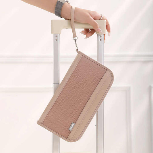 Pink Portable RFID Blocking Travel Passport Holder with Large Capacity V888-ELOSUNG13953