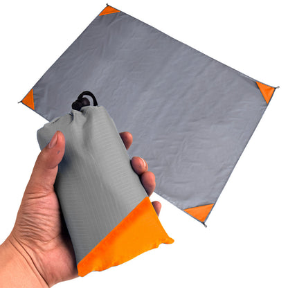 Grey And Orange Portable Waterproof Camping Mat - Foldable Picnic and Beach Blanket V888-ELOSUNG13962