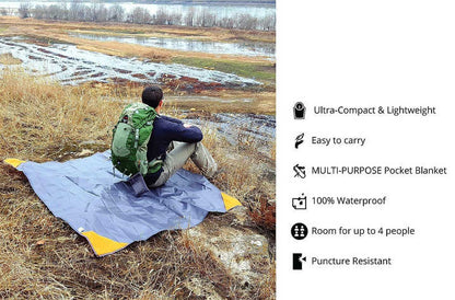 Grey And Orange Portable Waterproof Camping Mat - Foldable Picnic and Beach Blanket V888-ELOSUNG13962