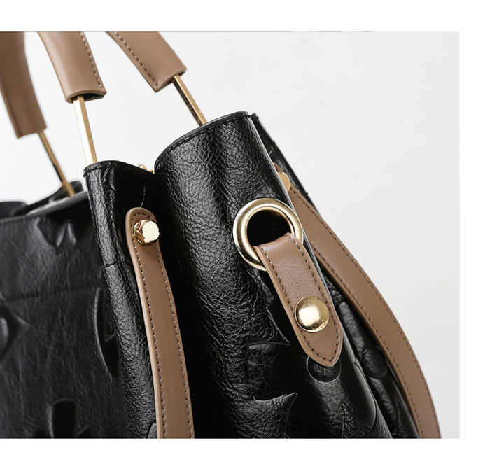 Dark Red Elegant Embossed PU Leather Tote Bag for Women - Large Capacity Handbag with Inner Pouch V888-ELOSUNG13993