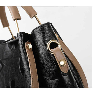 Dark Red Elegant Embossed PU Leather Tote Bag for Women - Large Capacity Handbag with Inner Pouch V888-ELOSUNG13993