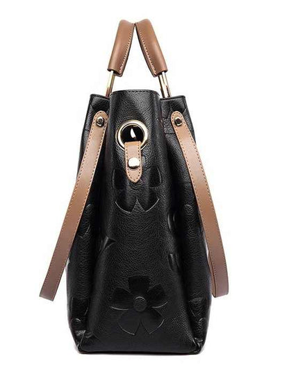 Dark Red Elegant Embossed PU Leather Tote Bag for Women - Large Capacity Handbag with Inner Pouch V888-ELOSUNG13993