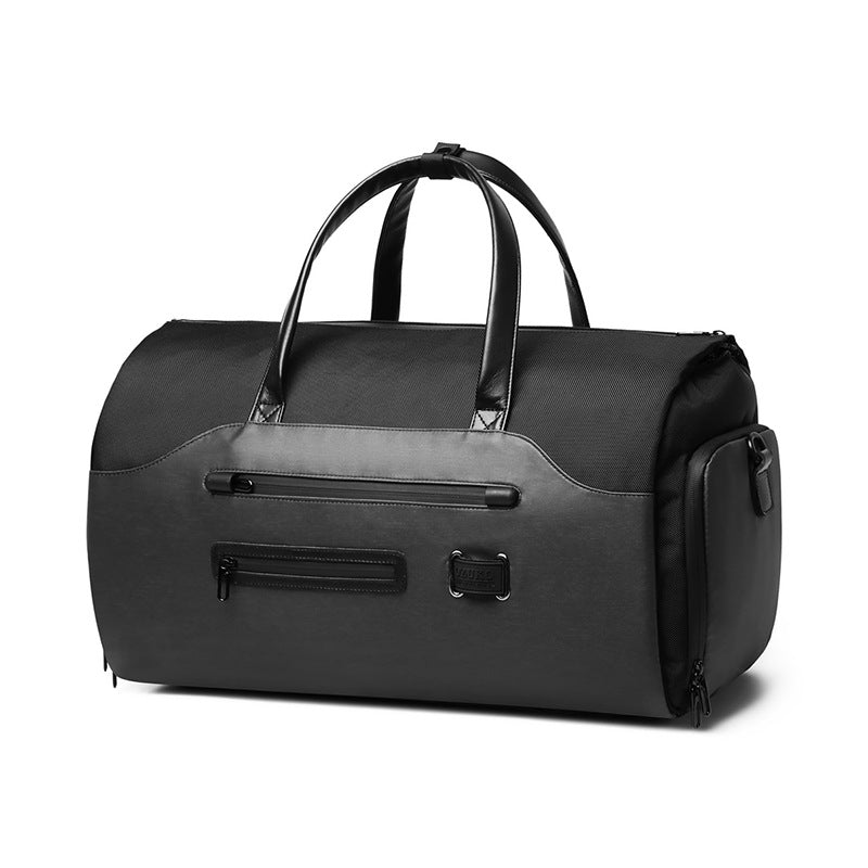 Men's Black Waterproof Multi-Functional Travel Duffel Bag - Foldable Short Trip Gym Bag with Shoe Compartment V888-ELOSUNG15019