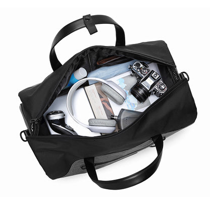 Men's Black Waterproof Multi-Functional Travel Duffel Bag - Foldable Short Trip Gym Bag with Shoe Compartment V888-ELOSUNG15019