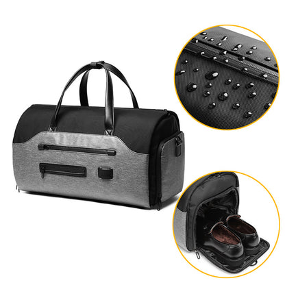 Men's Black Waterproof Multi-Functional Travel Duffel Bag - Foldable Short Trip Gym Bag with Shoe Compartment V888-ELOSUNG15019