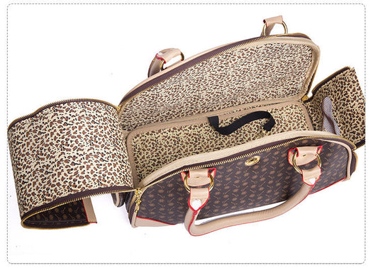 Portable Pet Travel Bag - Anti-Crush Dog Carrier for Outdoor Trips (L-42x29x18cm, Coffee Color) V888-ELOSUNG15021