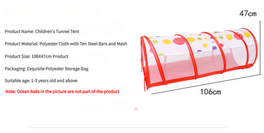 Orange 3-in-1 Kids Play Tent Set - Foldable Indoor/Outdoor Tunnel and Ball Pit with Fence V888-ELOSUNG15040