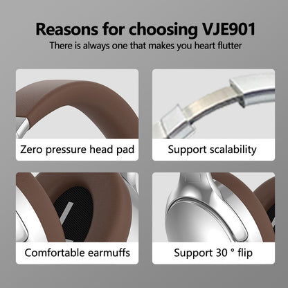 Silver VJE901 Wireless Bluetooth Over-Ear Headphones with Active Noise Cancelling V888-ELOSUNG15081