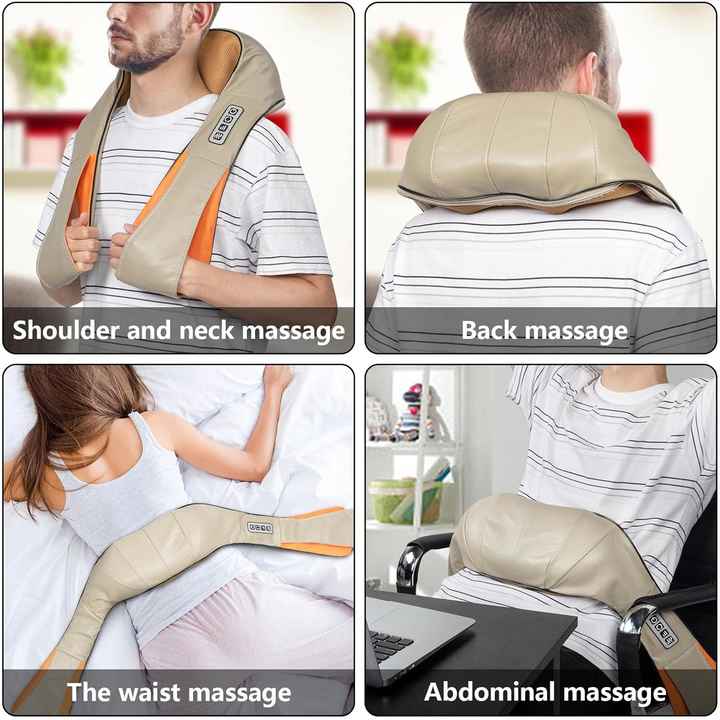 Portable Kneading Neck and Shoulder Massager with Heat - three-Button Design, Black V888-ELOSUNG15099