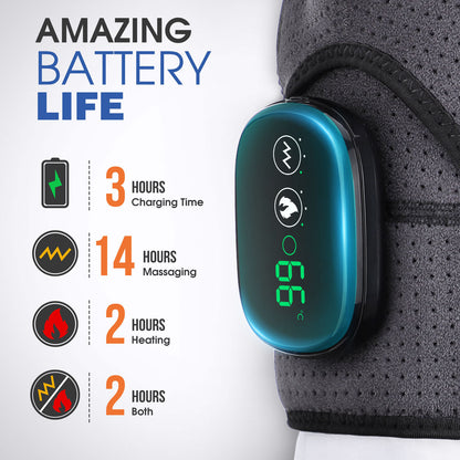 Black Rechargeable Heated Shoulder Massager with LED Display - Adjustable Compression Wrap for Pain Relief V888-ELOSUNG15101