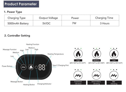 Black Rechargeable Heated Shoulder Massager with LED Display - Adjustable Compression Wrap for Pain Relief V888-ELOSUNG15101