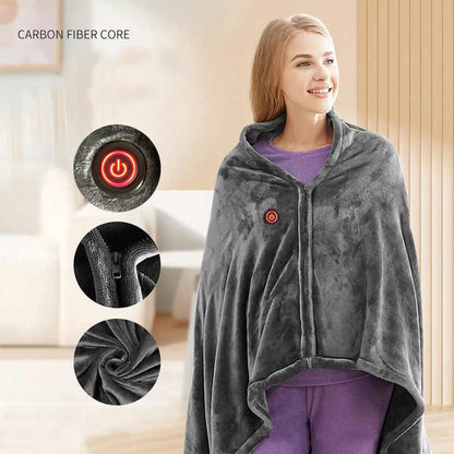 Electric Heated Flannel Blanket - 150x80cm USB-Powered Wearable Heating Shawl (Rechargeable battery not V888-ELOSUNG15115