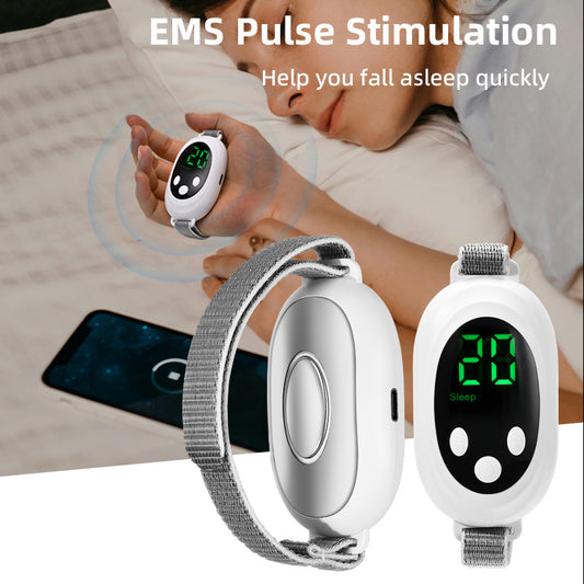 White Portable Sleep Aid Device - EMS Pulse Relaxation & Stress Relief Gadget with LED Display, Adjustable V888-ELOSUNG15116
