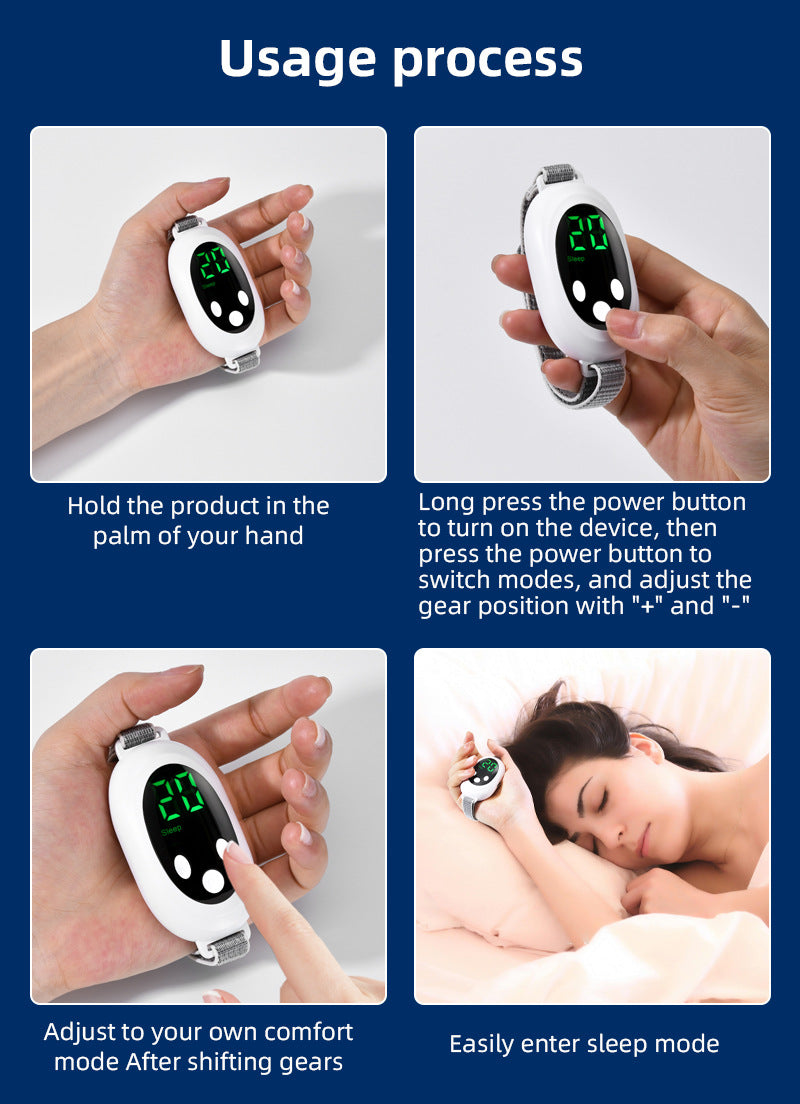 White Portable Sleep Aid Device - EMS Pulse Relaxation & Stress Relief Gadget with LED Display, Adjustable V888-ELOSUNG15116