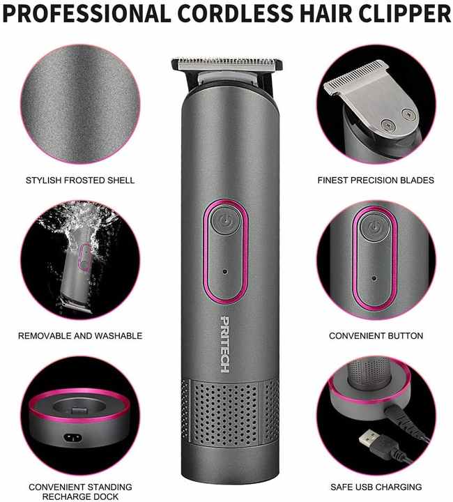 PRITECH PR-2888 Professional Hair Clipper Kit - USB Rechargeable, 600mAh Battery, IPX6 Waterproof Grooming Set V888-ELOSUNG15120