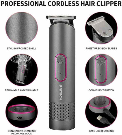 PRITECH PR-2888 Professional Hair Clipper Kit - USB Rechargeable, 600mAh Battery, IPX6 Waterproof Grooming Set V888-ELOSUNG15120