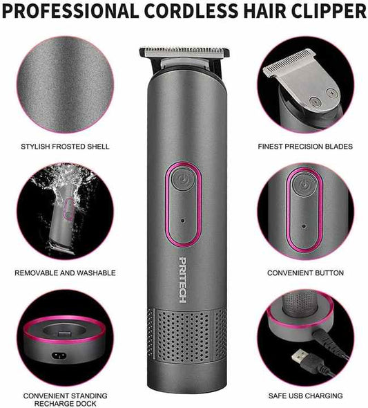 PRITECH PR-2888 Professional Hair Clipper Kit - USB Rechargeable, 600mAh Battery, IPX6 Waterproof Grooming Set V888-ELOSUNG15120