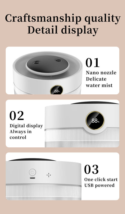 2000ML Large Capacity Humidifier with LED Display - Silent Cool Mist Air Humidifier for Home and Office V888-ELOSUNG15123