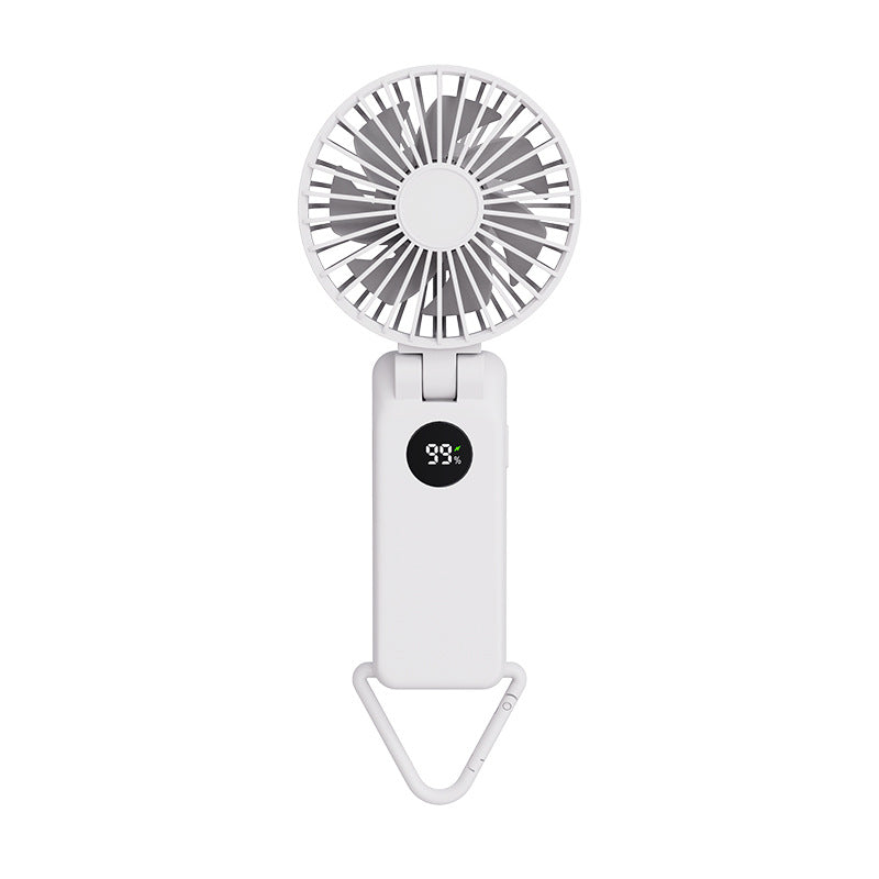 White Portable Handheld Fan with 2000mAh Battery - 3-in-1 Design for Desk, Handheld, and Hanging Use (Model V888-ELOSUNG15127