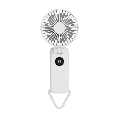 White Portable Handheld Fan with 2000mAh Battery - 3-in-1 Design for Desk, Handheld, and Hanging Use (Model V888-ELOSUNG15127