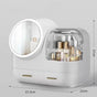 Ivory White LED Vanity Makeup Organizer with Partition Storage and Touch-Control Mirror - Large Capacity V888-ELOSUNG15129