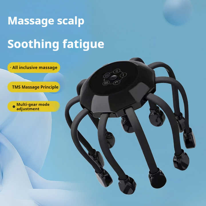 Black Standard B model [5 modes + vibration + timing] Multifunctional Electric Head Massager with 14 Nodes- V888-ELOSUNG15140