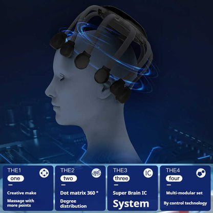 Black Standard B model [5 modes + vibration + timing] Multifunctional Electric Head Massager with 14 Nodes- V888-ELOSUNG15140