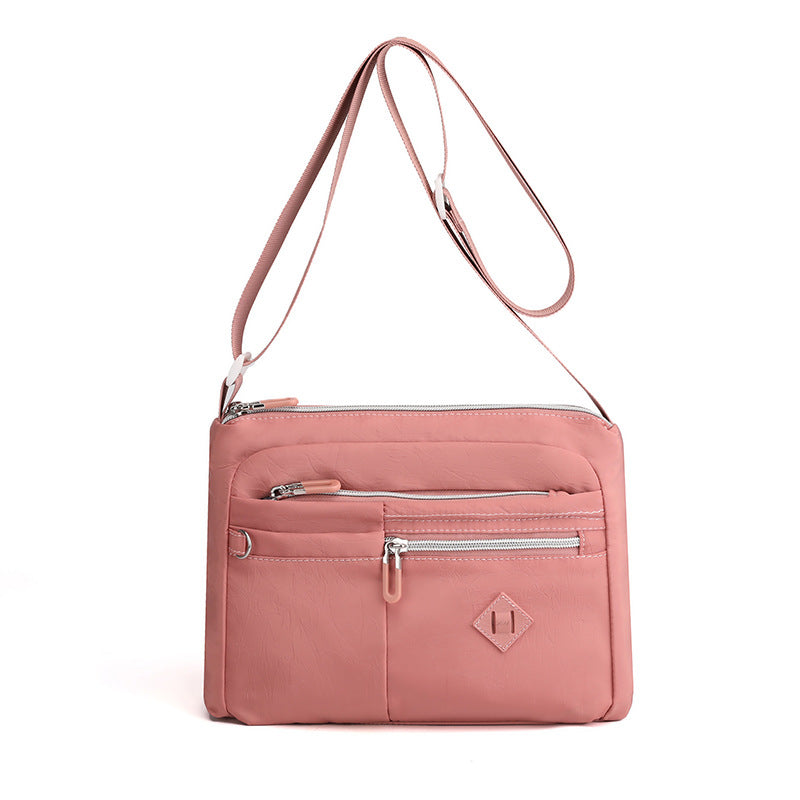 Lightweight Nylon Crossbody Shoulder Bag - Pink, Adjustable Strap, Multi-Pocket Design V888-ELOSUNG15154